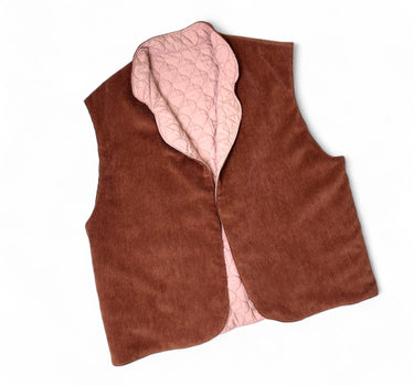 Gilet Gilbert velour rouille  x matelassé rose T.M