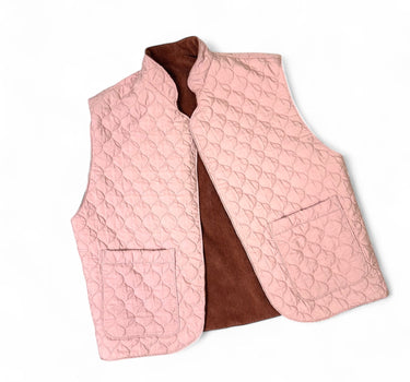 Gilet Gilbert velour rouille  x matelassé rose T.M