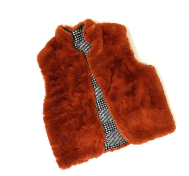 Gilet Gilbert fausse fourrure orange x lainage T.S