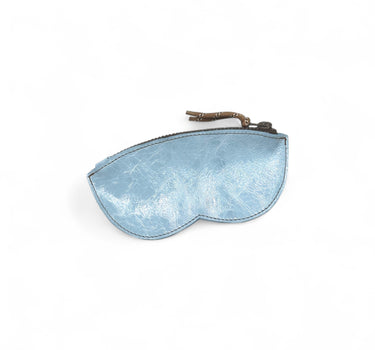 Étui à lunettes cuir vernis bleu ciel