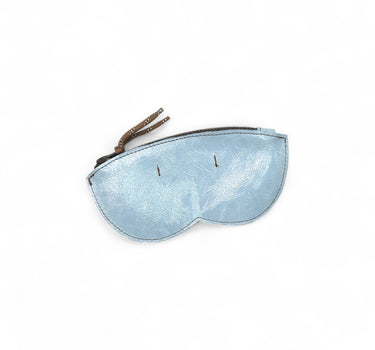 Étui à lunettes cuir vernis bleu ciel