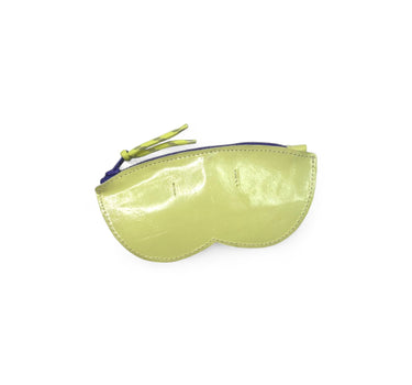 Étui à lunettes cuir vernis jaune beurre