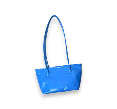 Sac baby Yvonne cuir vernis bleu