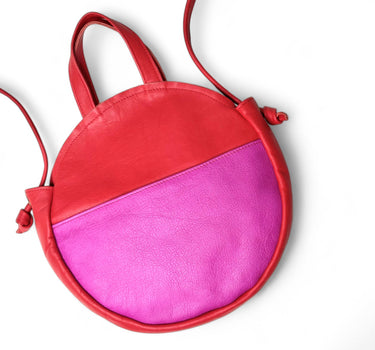 Sac Jeanine cuir mix rouge x fuchsia