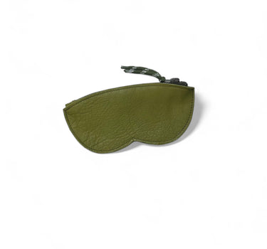 Étui à lunettes cuir grainé vert olive