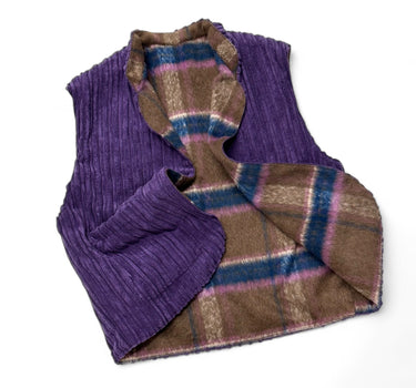 Gilet Gilbert velours violet x lainage marron T.M