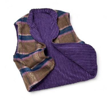 Gilet Gilbert velours violet x lainage marron T.M