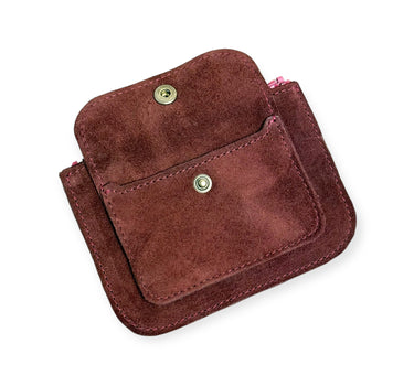 Porte-monnaie Jules daim bordeaux