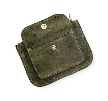 Porte-monnaie Jules daim kaki foncé