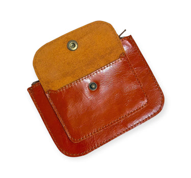 Porte-monnaie Jules cuir vernis rouille