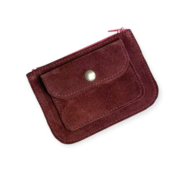 Porte-monnaie Jules daim bordeaux