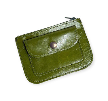 Porte-monnaie Jules cuir vernis vert
