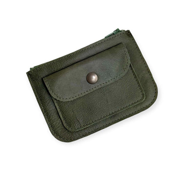 Porte-monnaie Jules cuir grainé kaki