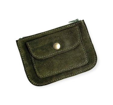 Porte-monnaie Jules daim kaki foncé