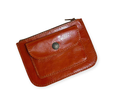 Porte-monnaie Jules cuir vernis rouille