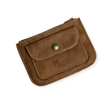 Porte-monnaie Jules cuir grainé chocolat