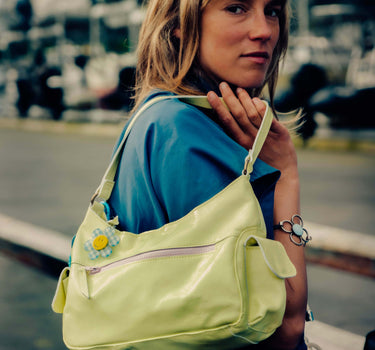 Sac Billie cuir vernis jaune beurre