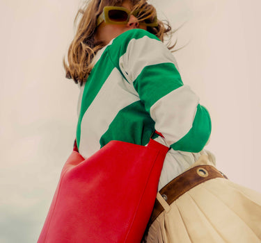 Sac seau Basile cuir rouge